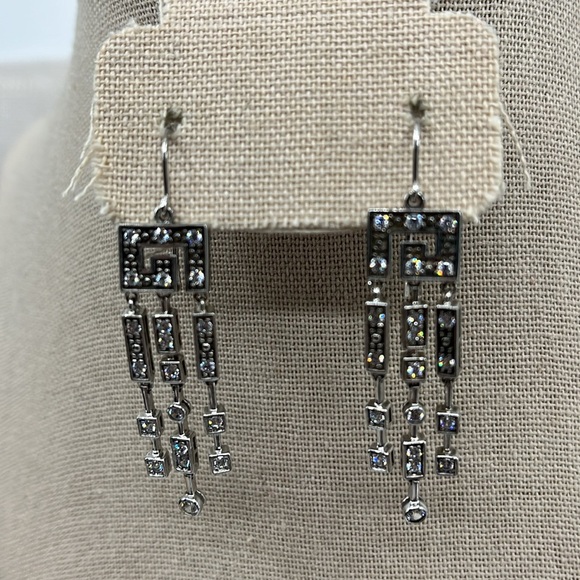 Vintage Diamonique Sterling Silver Dangle Earrings - Picture 7 of 16